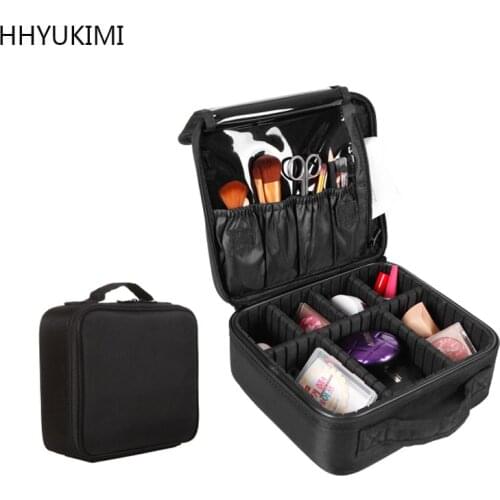 HHYUKIMI Brand Upgrade Adjustable Women Professional Makeup Bag Travel Waterproof Cosmetic Case Tattoo Nail Art Tool Organizer