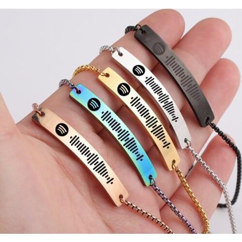 Spotify Scan Code Bracelet for Women Men Stainless Steel Bracelets Custom Gift Jewelry Luxury Adjustable