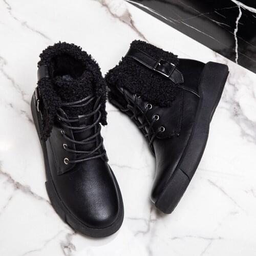 Nice Thick Fur Warm Shoes Winter Women Ankle Boots Black Sneakers Platform High Top Casual Shoes Female Nice Pop Snow Boots