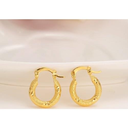24K African Round Earrings for Women Gold Color Jewelry,Ethiopian/Arab/Brazilian/Africa/Middle East/Nigeria girls kids gift