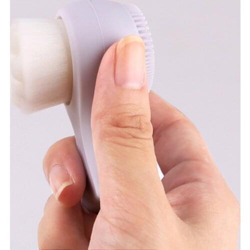 Mini Portable Silicone Facial Massage Cleansing Brushes Double-side Face Skin Care Brush Deep Soft Fur Cleaning Tool