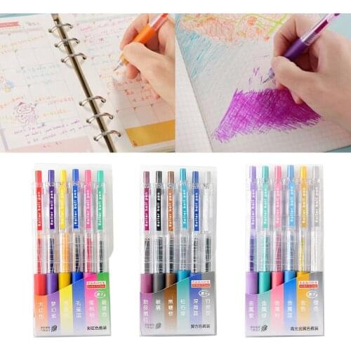 6 Colors Glitter Gel Pens Set for Kids Adults Coloring Books Drawing Doodling