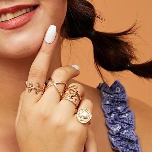 Snake Suit Gold Rings Set Wholesale Lots Bulk Leave Avatar Cross Coin Snake Ring Golden Rose Gold Twist Ring For Women New Jewel