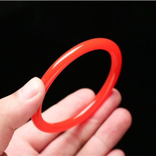 Natural Chicken Blood Jade Hand-carved Round Bar Bracelet Fashion Boutique Jewelry Female Blood Red Beauty Bracelet