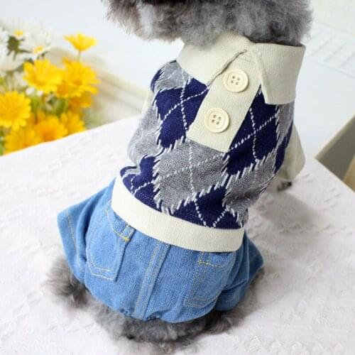 New Autumn Winter Dog Clothing Jumpsuit Fashion Puppy Pet Clothes Outfit Garment Jeans Overalls Poodle Bichon Schnauzer Clothing