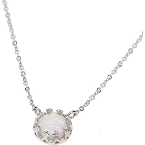 New year christmas gift 100% 925 sterling silver fire opal round charm delicate dainty charm layer necklace for girls