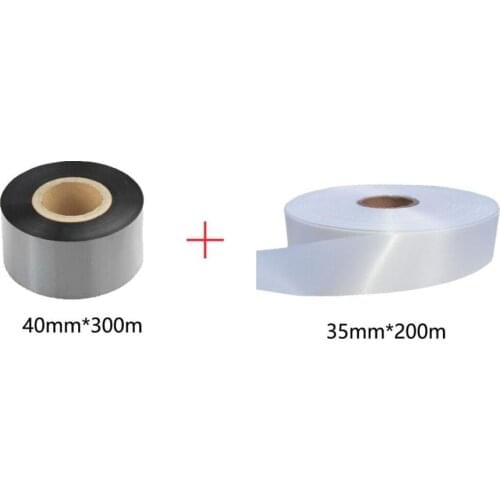 Wholesale good price 1 roll 35mm * 200M black/white washing label and 1 roll white/black tape 40mm * 300M for clothes