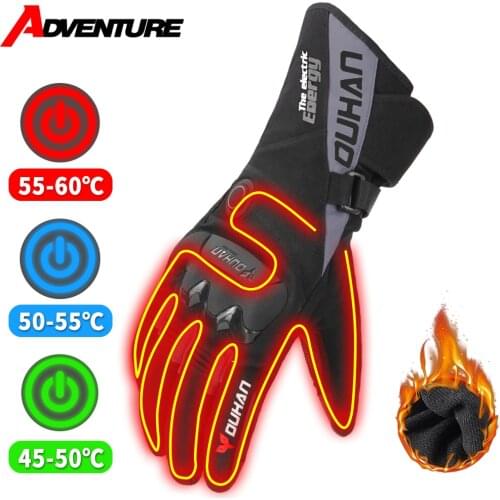 Waterproof Motorcycle Heated Gloves Guantes Moto Warm Winter Heated Gloves Rechargeable Moto Full Finger Gloves Touch Screen