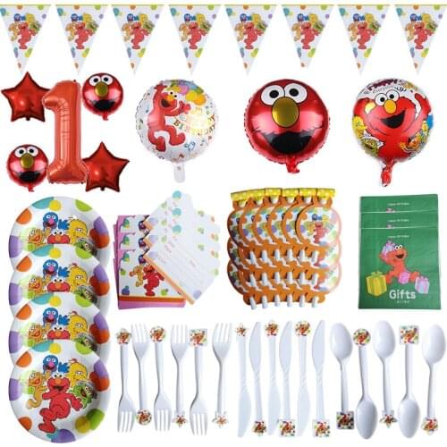 Sesame Street Theme Birthday Party Supplies Disposable Tableware Cup Plate Napkins Balloons Baby Shower Decoration Supplies