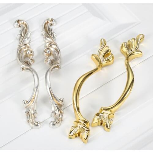 2 Pcs 128mm Gold Silver Kitchen Handle Drawer Knobs Door Pull Antique European Furniture Cabinet Handles Home Decor w/ Screws