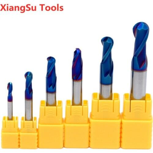 R0.5-R2mm 2Flutes Ball Nose End Mill Hrc65 CNC Milling Cutter Alloy Tungsten Carbide Cutting Milling Machine Tools For Steel