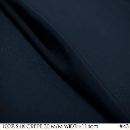 SILK CREPE DE CHINE 114cm width 30momme100%Natural Silk Fabric Heavy Silk Wedding Dress Silk Fabric Satin Textile Deep Blue NO43