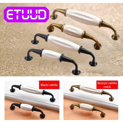 Cabinets and drawers Cabinet Antique Ceramic handles Kitchen Pull Handle Wardrobe Cupboard Knob furniture handles 96/128mm