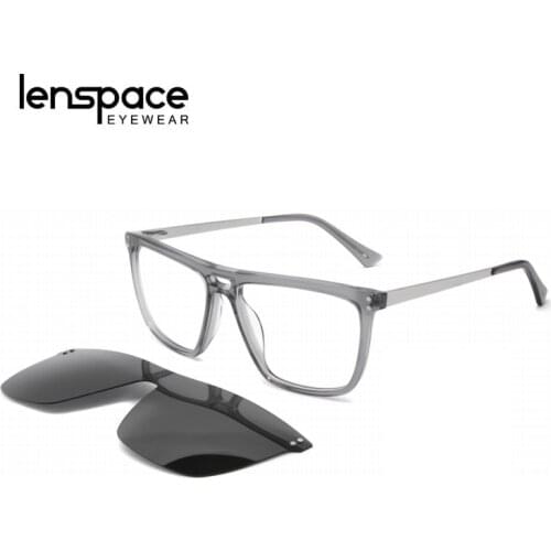 Lenspace Polarized Square Sunglasses Women Magnetic Clip On Luxury Glasses Prescription Glasses Eyeglass Frame for Men Glasess