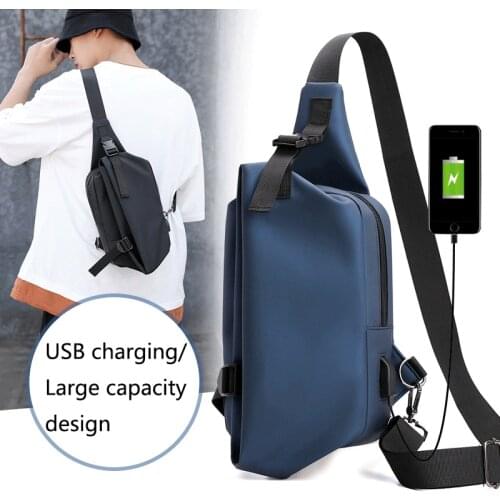 Mihai USB Charging Shoulder Bags Men Waterproof Chest Bag Large Capacity Messenger Bags Unisex Sports Casual Phone Bag Wholesale