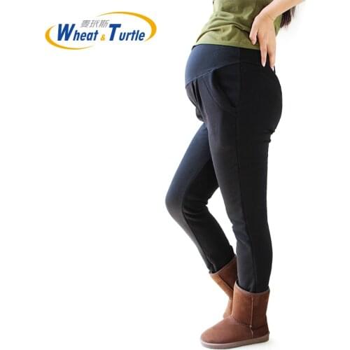 Maternity Warm Leggings XL XXL 3XL 4XL Velvet Cotton Black Winter Legging Pants For Pregnant Women Clothing Knitted Pregnancy