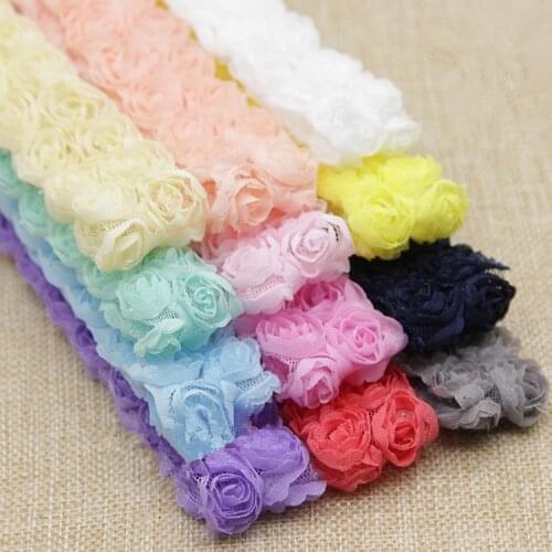 10Yards Handmade Jewelry Material Cloth DIY Mobile Phone Shell Beauty Rose Flower Lace Trim Chiffon Double 3D Lace Fabric