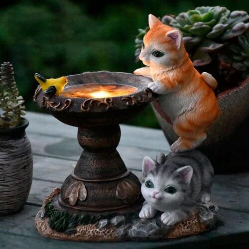 Outdoor Cat Solar Light Sculpture Animal Balcony Garden Decoration Ornaments Yard Layout Waterproof Night Light Home Decorations