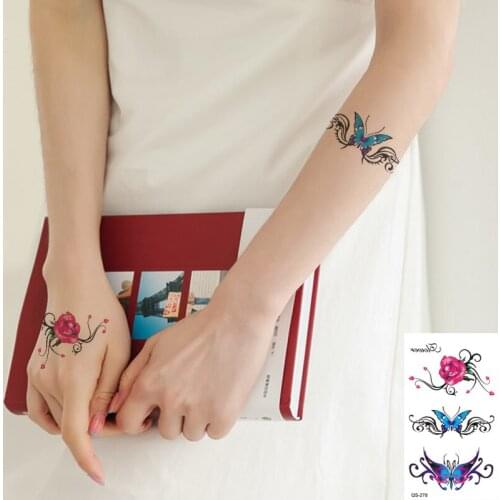Waterproof Temporary Tattoo Stickers Bracelet Rose fake Tattoo Geometric Animal Flash Tattoo Hand Back Foot for Girl Women Men