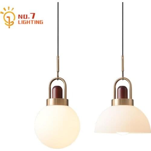 Japanese Minimalist Glass Wooden Pendant Lights Iron Art Decor Home E27 LED Hanging Lamp Restaurant Bar Bedroom Bedside Balcony