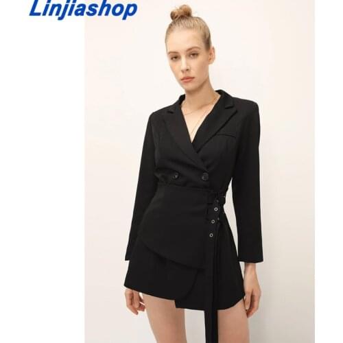 2021 Women Bandage Sashes Blazer Lapel Long Sleeve Slim Fit Jacket Fashion Tide Spring Autumn Blazer