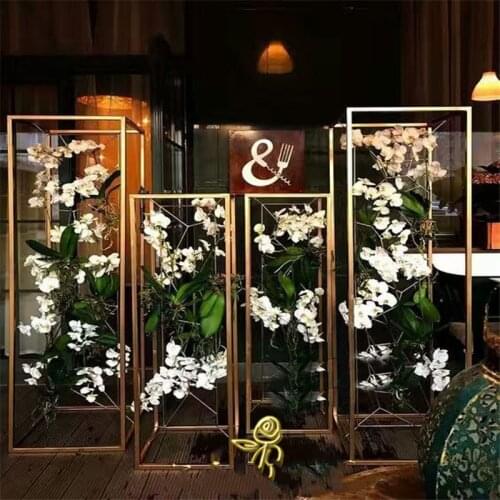1\2\5pcs Wedding Desktop Center Vase Floor Vase Acrylic flower stand Plating Process Metal Road Leading Frame Party Decoration