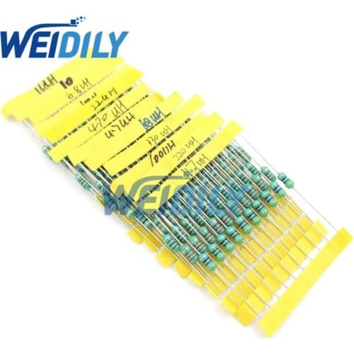 1/2W Inductors Color ring inductor assortment 1UH-1MH 12valuesX10pcs=120pcs Inductors Assorted Set Kit