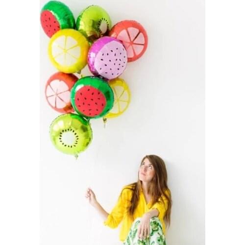 10Pcs Fruit Foil Helium Balloon 18'' Watermelon Kiwi Strawberry Orange Pineapple Ball Summer Party Decoration Supplies Kids Toy
