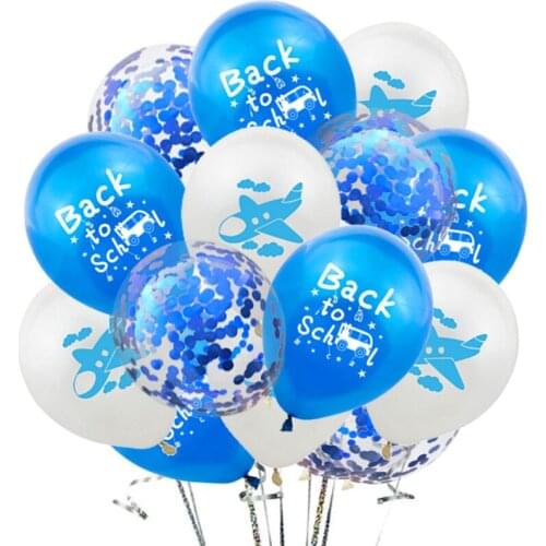 15 Pcs/set New Colorful School Bus Latex Balloons Boy Girl Airplane Theme Back To School Confetti Balloons Birthday Party Decor