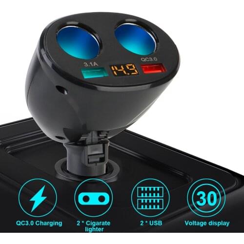 2 USB Car Cigarette Lighter Socket Splitter Charger Plug Adapter With Voltage LED Display Car Charger