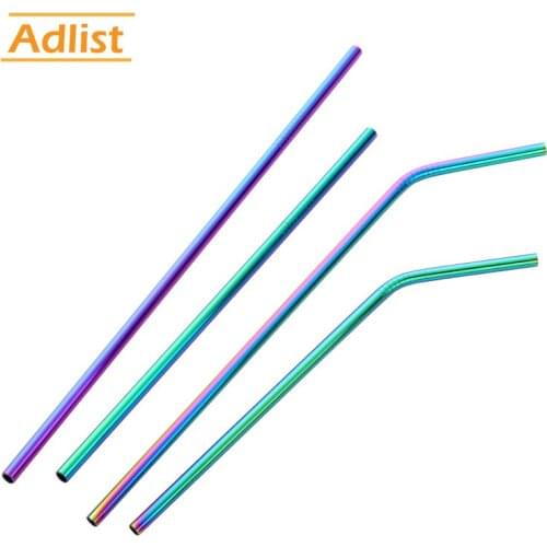 4pcs Stainless Steel Drinking Straws Reusable Stirring Straight and Bent Tea Coffee Tools Bar Accessories Cleaner Brush For Mugs
