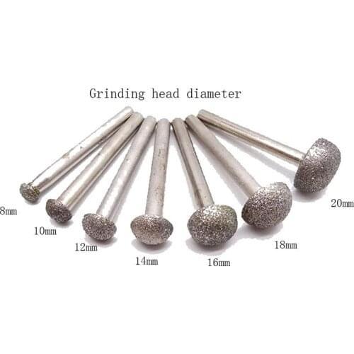 7 Pcs Umbrella Shape Diamond Mounted Grinding Burr Tool For Dremel Rotary Tool With 6mm(1/4'') Mandrel