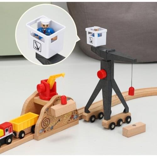 Bulk wooden track accessories, Crane Tower car toys, magnetic decorations, compatible with railway wooden track toys