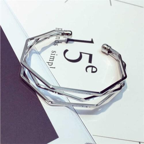 Bangle Irregular Opening Jewelry Black Gold Silver Color Lover Fashion Simple for Women Men Bracelet