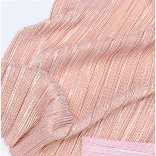 Shimmer Crushed Satin Bronzed Golden Dots Shiny Fabric Pleated Material Fashion for Skirt