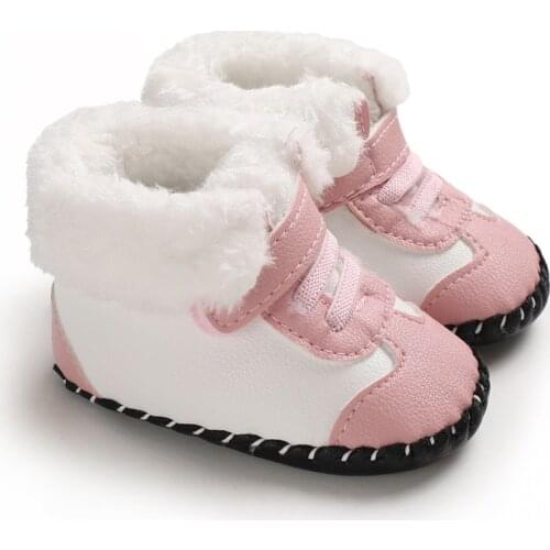 Fashion PU Baby Boy Boots Plush Winter Baby Girl Boots Warm Anti-slip Baby Soft Soled Boots Newborn Infant Toddler Baby Schoenen