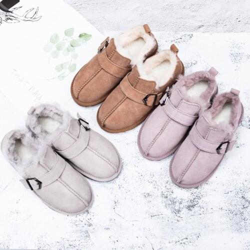 New Arrival Cheap 2020 Women Genuine Leather Snow Boots 100% Natural Wool Inside Snow Boots Warm Winter Shoes Ankle Boots