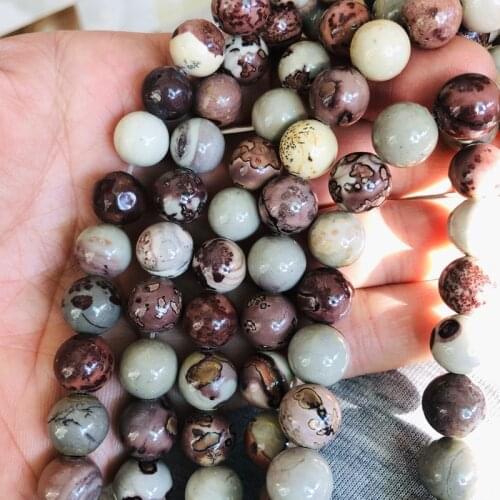 Natural High Quality Grass Flower Stone Jaspe r Beads, Plain Round 10mm Natural Stone Loose Beads,1string 15.5"