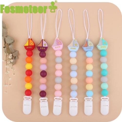 Fosmeteor Boat Shaped Baby Pacifier Chain Pacifier Clip Silicone Teether Baby Molar Tool Suitable For Baby Teething Gifts
