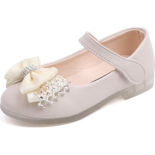 Toddler Kids Girls Bow Rhinestone Leather Shoes For Little Girls Children Flats Leather Dance Shoes New 2020 1 2 4 6 8 Years