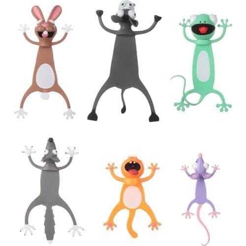 For Kids Kawaii Cartoon Animal Bookmark Original Cat PVC Book Reading Item Creative Gift School Stationery