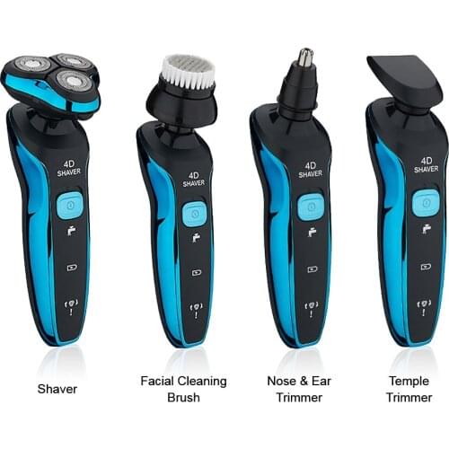 Electric Shavers Shaving Machine 4 in 1 Beard Razors 4D 3 Blades Nose Hair Trimmer Clipper Rechargeable for Mens Face USB Sex