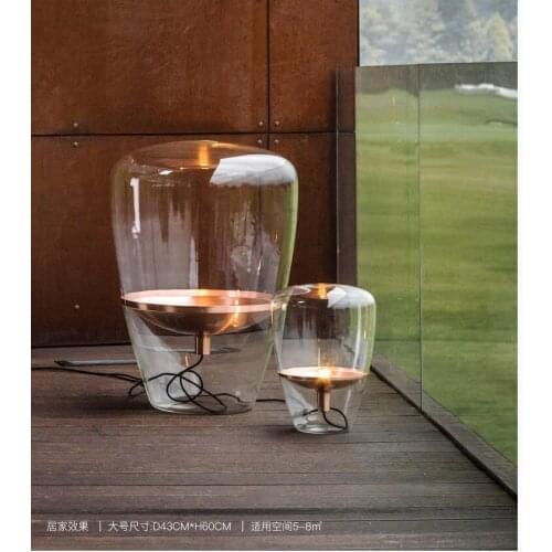 Europe Designer Model Between Bedroom Smoky Gray Decoration Glass Desk Lamp Post Modern Personality Villa Glass Desk Lamp