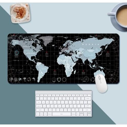 Gaming Computer Mouse Pad Large World Map Mouse Mat Big Desk Mat Non-Slip Rubber Base Mousepad for Laptop PC Game Waterproof