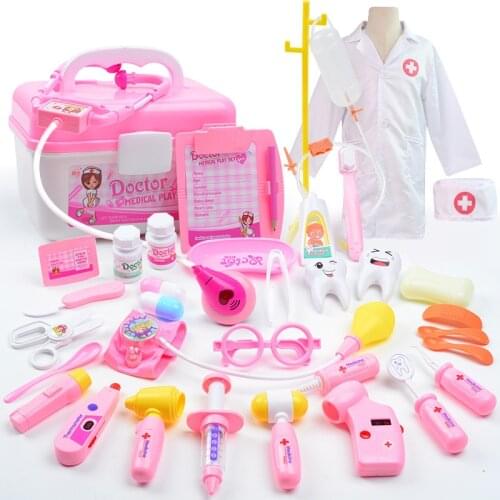 Toys Doctor Set for Kids Children 26-49PCS Suitcase Medical Tool Nursing Pretend Play Kit Simulation Injection Medicine Toy Gift