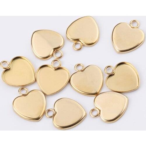 Jaymaxi Stainless Steel Gold Color Cameo Base Jewelry Making DIY Components Charm Base 13x14mm 20piece/lot