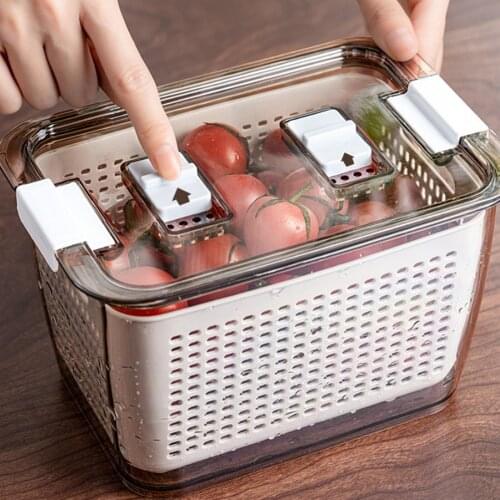 Kitchen Drain Basket Fresh Produce Vegetable Fruit Fresh-Keeping Storage Box