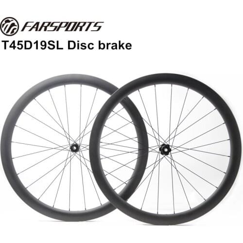 Lightweight disc wheel 1465g 700C full carbon Toray fiber road rims 45mm deep 26mm wide 19mm internal wide disc brake surface