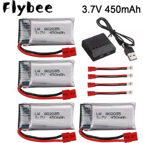 3.7V 450mAh Lipo Battery + 5in1 charger For SYMA X15 X5A-1 X15C X15W RC Quadcopter Parts 802035 3.7V Battery