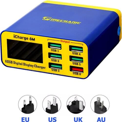 MECHANIC multi port charger Mobile phone tablet fast charging icharge 6M QC 3.0 USB Intelligent digital display Multi interface